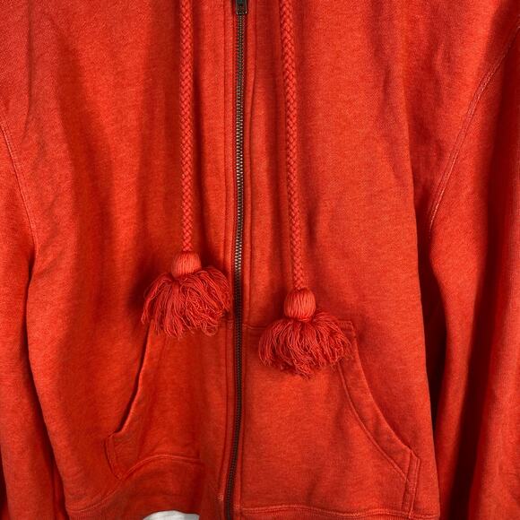 Cabi Womens Poet Sleeve Oversized Tassel Zip Up Hoodie Coral Orange size Small - Picture 5 of 9
